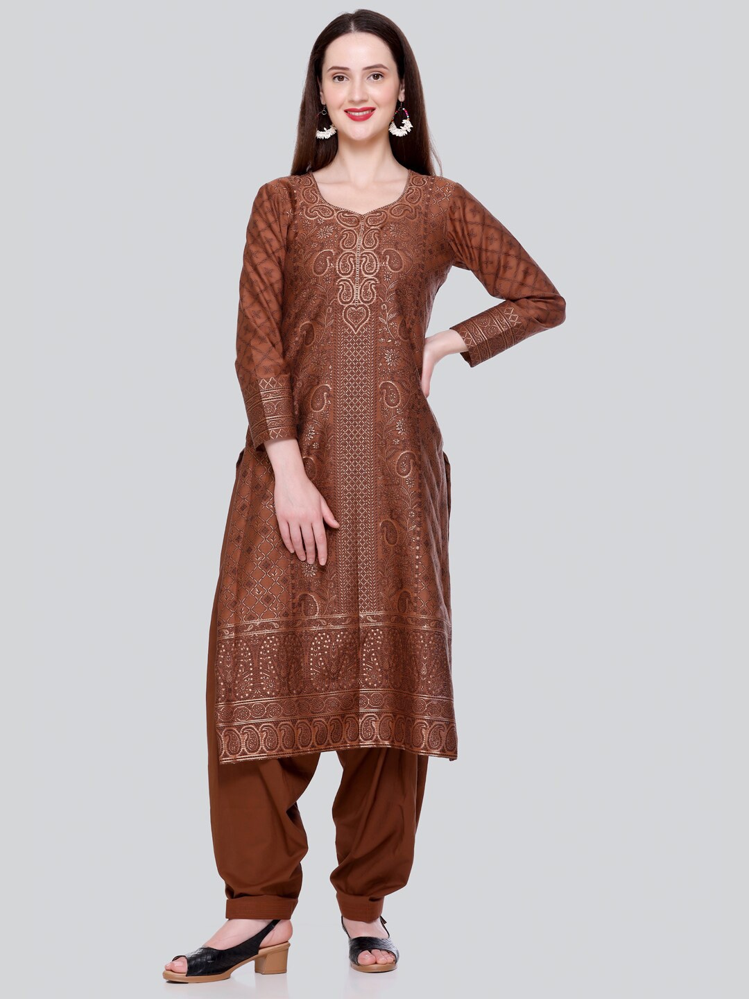 

KIDAR Paisley Woven Design Unstitched Dress Material, Grey