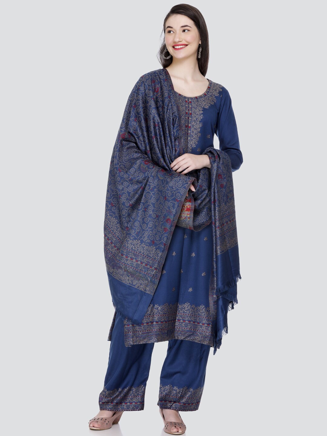 

KIDAR Woven Design Unstitched Dress Material, Blue