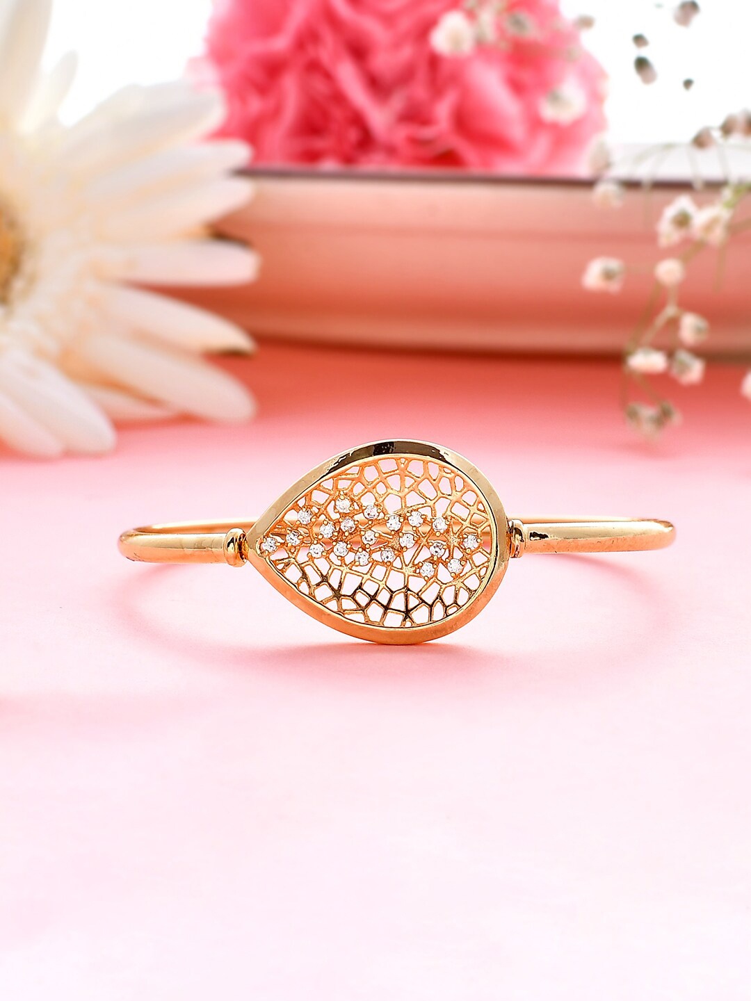 

Voylla Gold-Plated Cubic Zirconia Studded Bangle-Style Bracelet