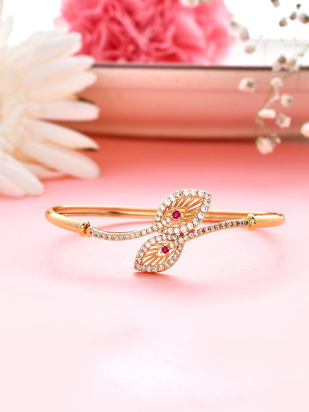 

Voylla Gold-Plated Cubic Zirconia Bangle-Style Bracelet