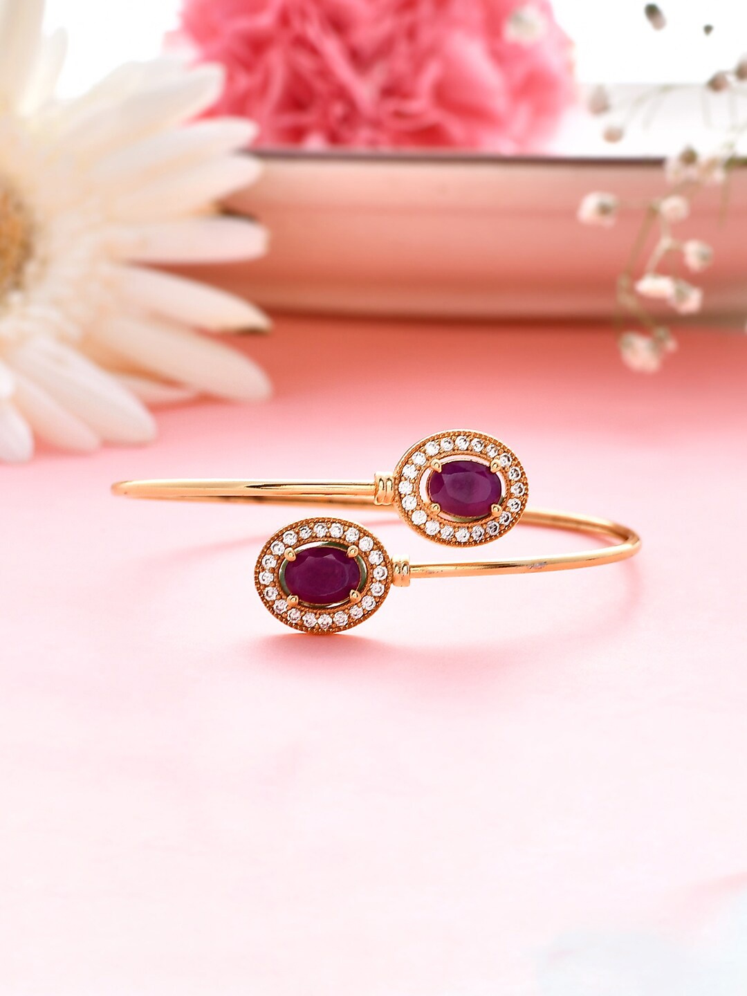 

Voylla Gold-Plated Cubic Zirconia Studded Bangle-Style Bracelet