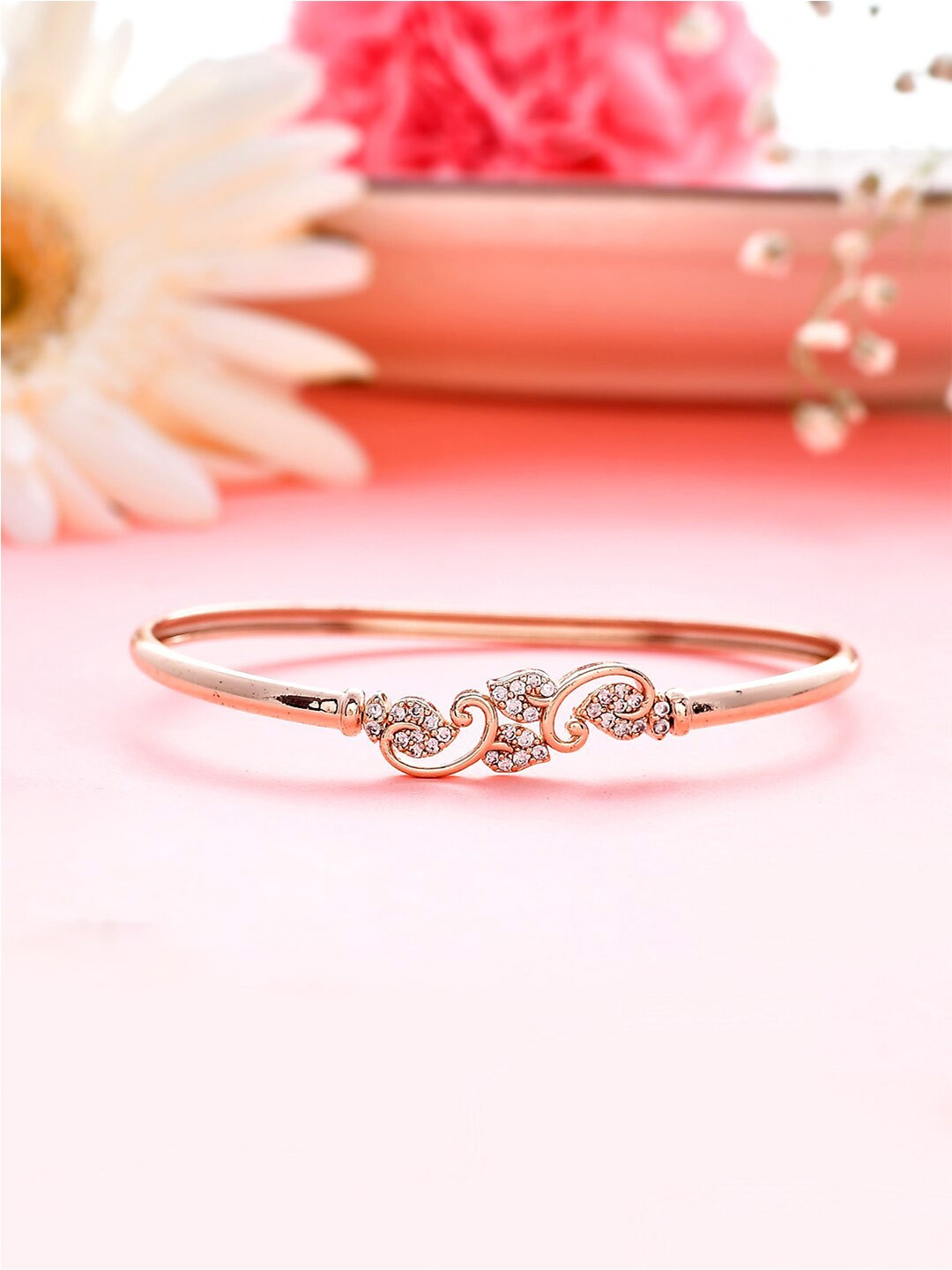 

Voylla Rose Gold-Plated Cubic Zirconia Studded Bangle-Style Bracelet