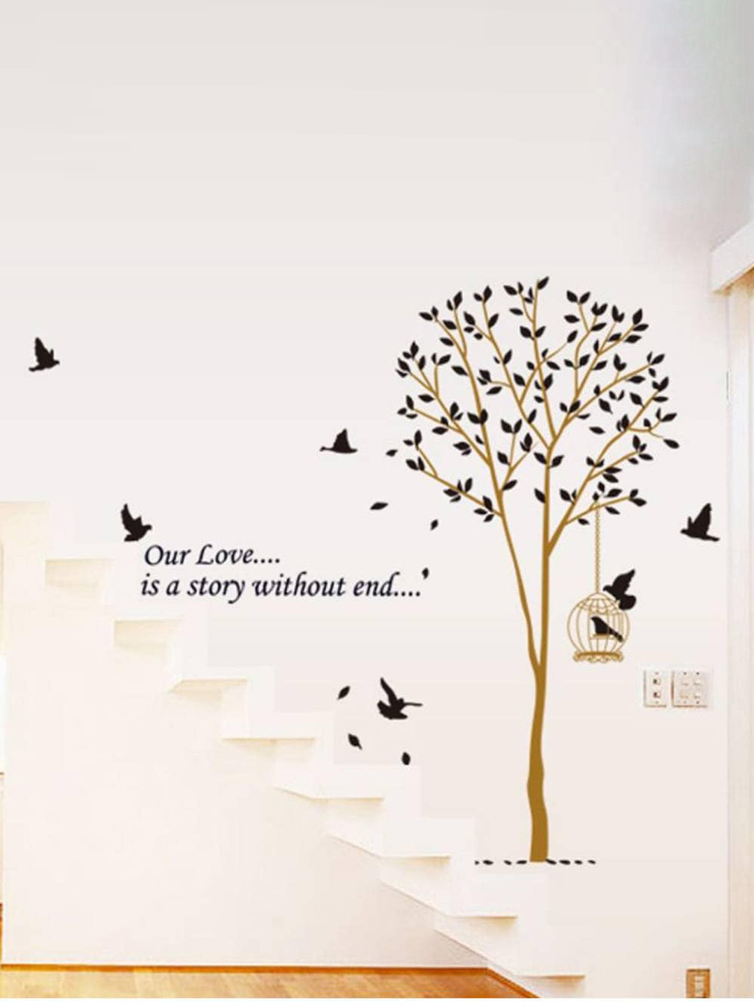 

Jaamso Royals Black Cage Under The Tree Printed Self Adhesive Wall Sticker