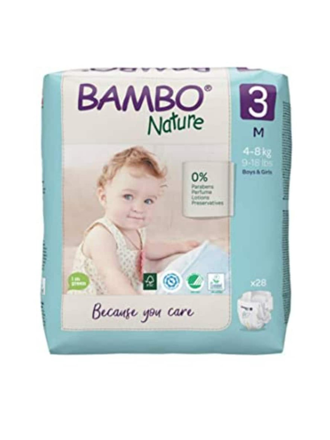 

Bambo Nature Eco-friendly Tape Style Diapers Monthly Pack - M - 168 Pieces, White