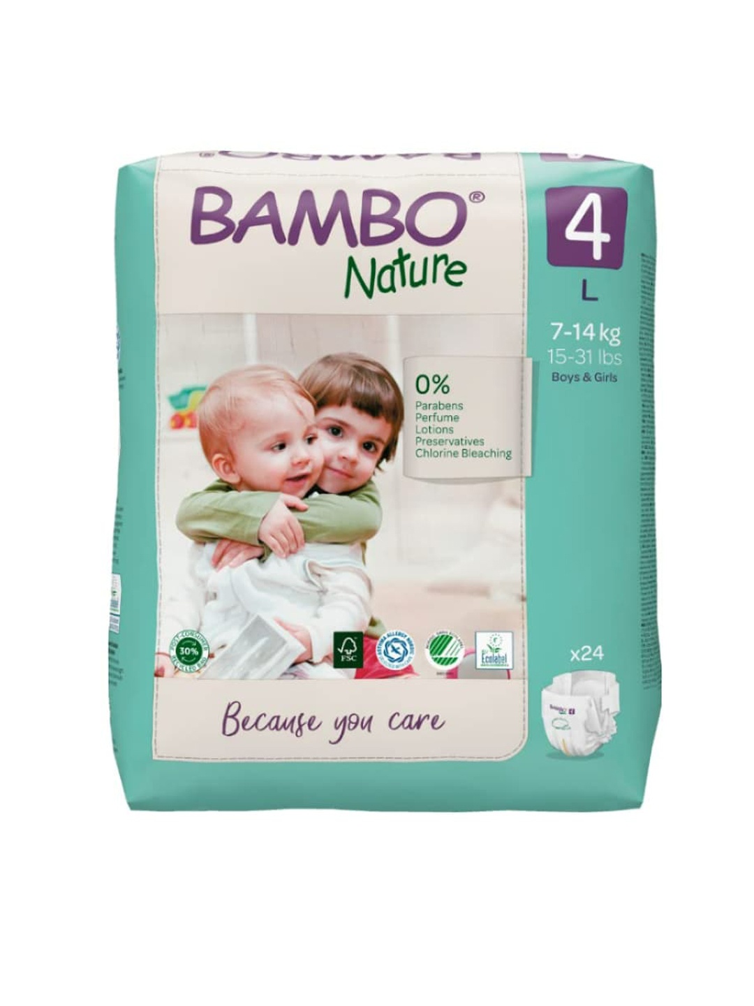 

Bambo Nature Eco-friendly Tape Style Diapers Monthly Pack - L - 144 Pieces, White