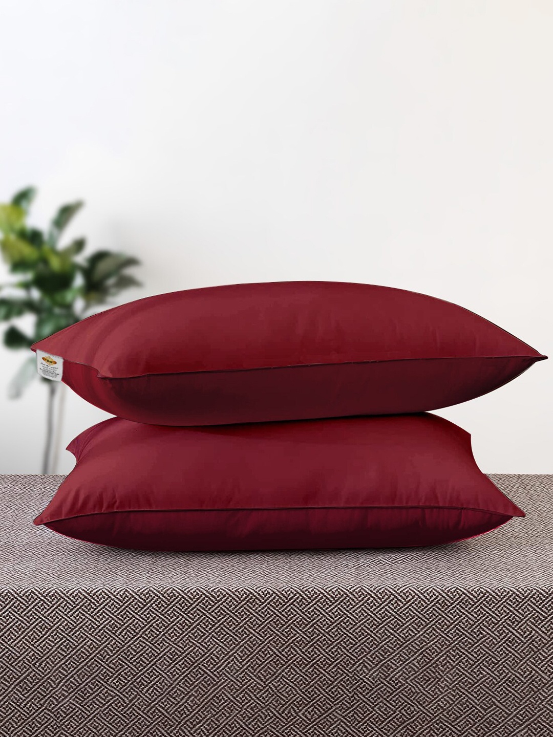 

Adbeni 2-Pcs Maroon Cotton Sleep Pillows