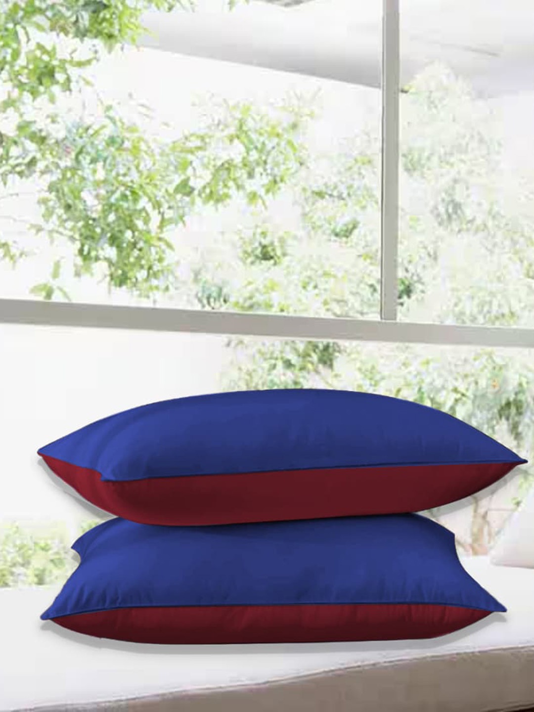 

Adbeni Navy Blue & Maroon 2-Pieces Cotton Sleep Pillows