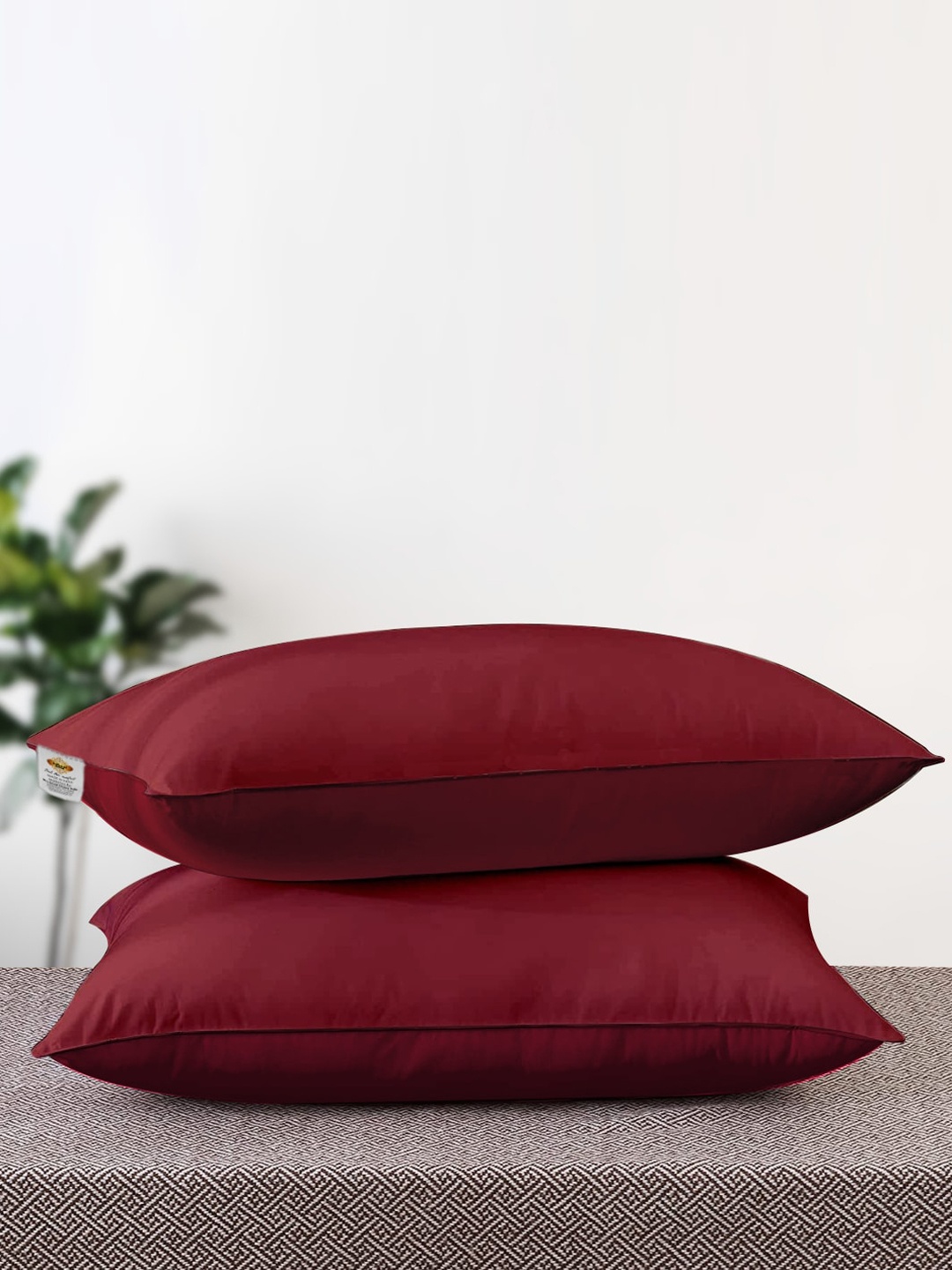

Adbeni 2-Pcs Maroon Cotton Sleep Pillows