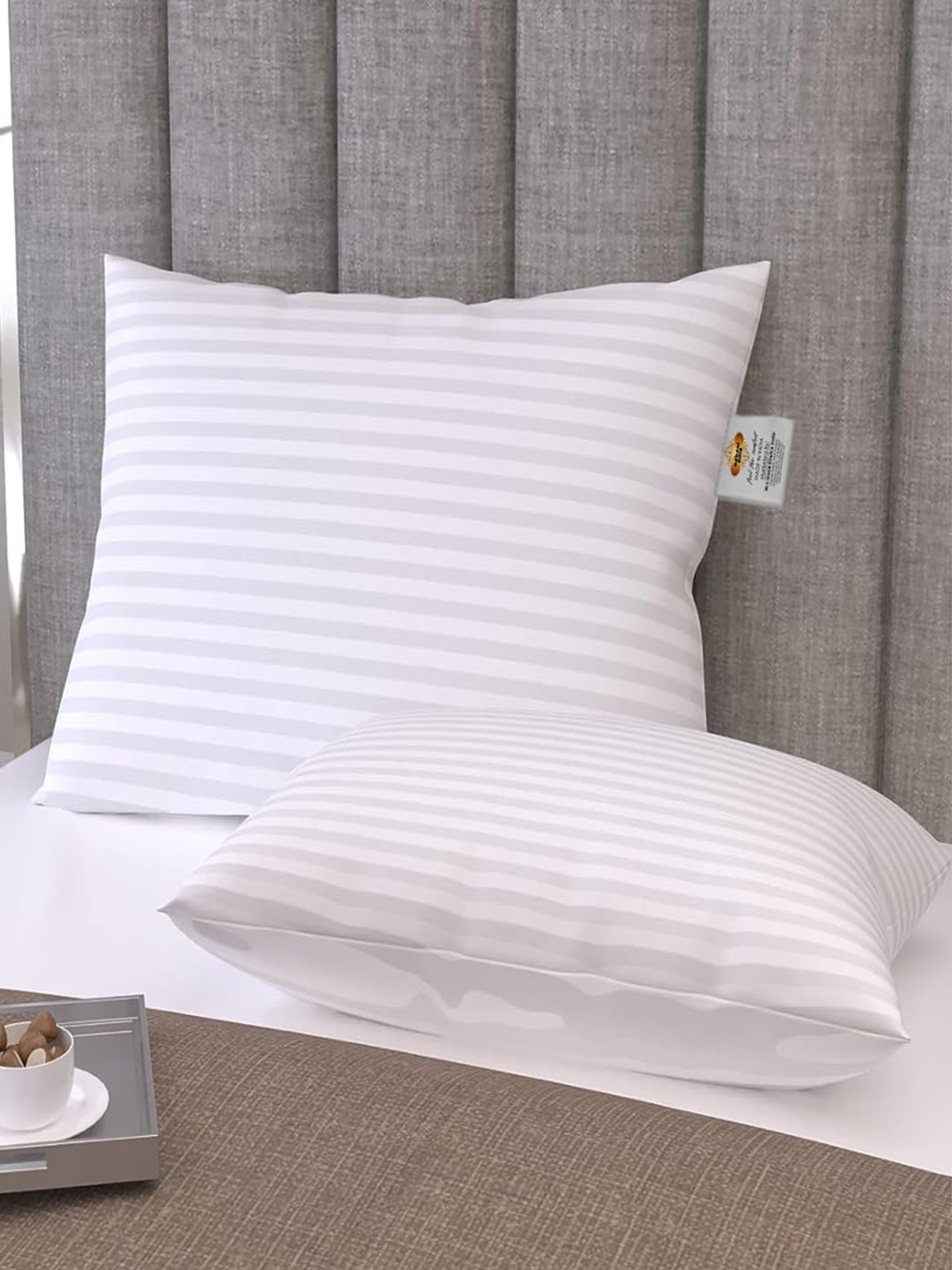 

Adbeni White 2 Pieces Striped Cotton Sleep Pillows