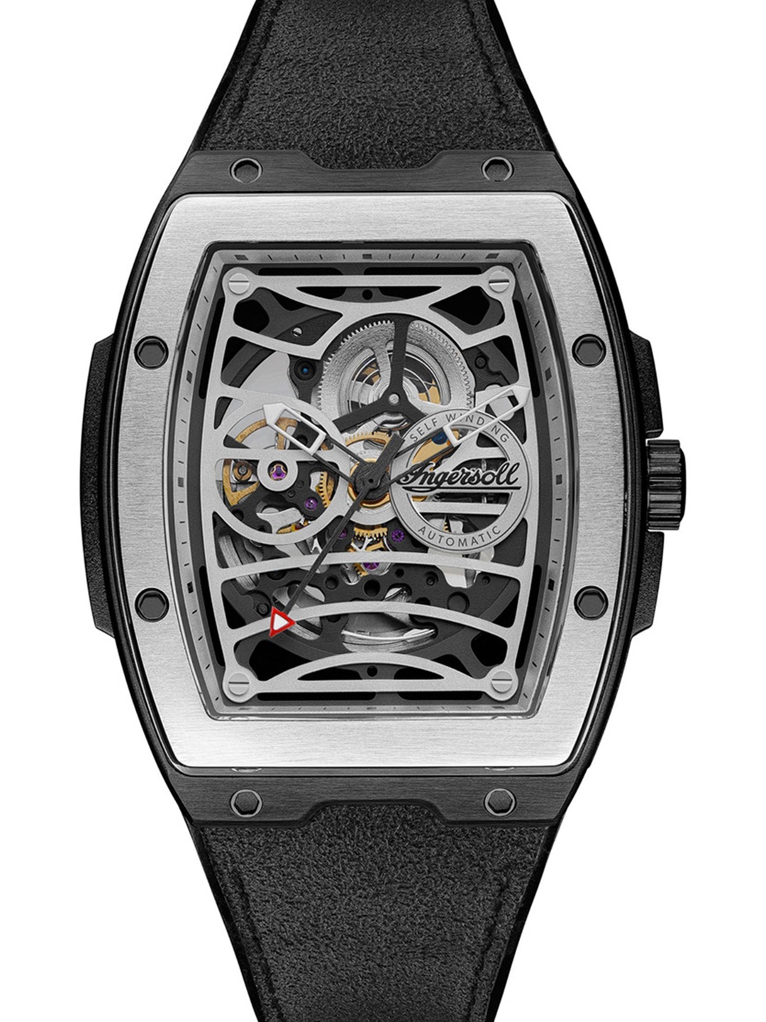 

Ingersoll Men Skeleton Dial & Leather Straps Analogue Automatic Watch I12306, Silver