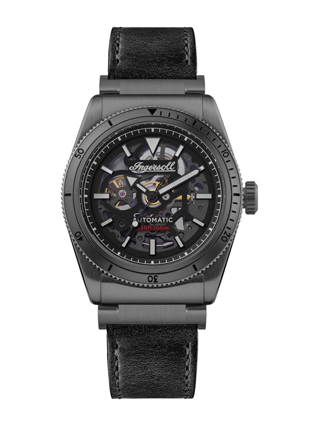 

Ingersoll Men Skeleton Dial &Leather Straps Analogue Automatic Watch I13902, Black
