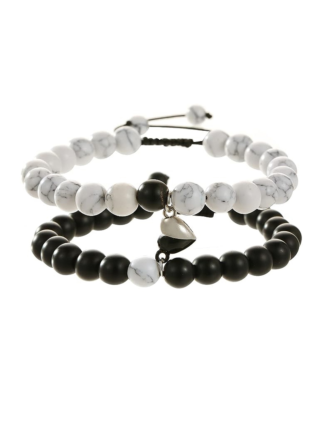 

EL REGALO Set Of 2 Beaded Elasticated Bracelet, Black