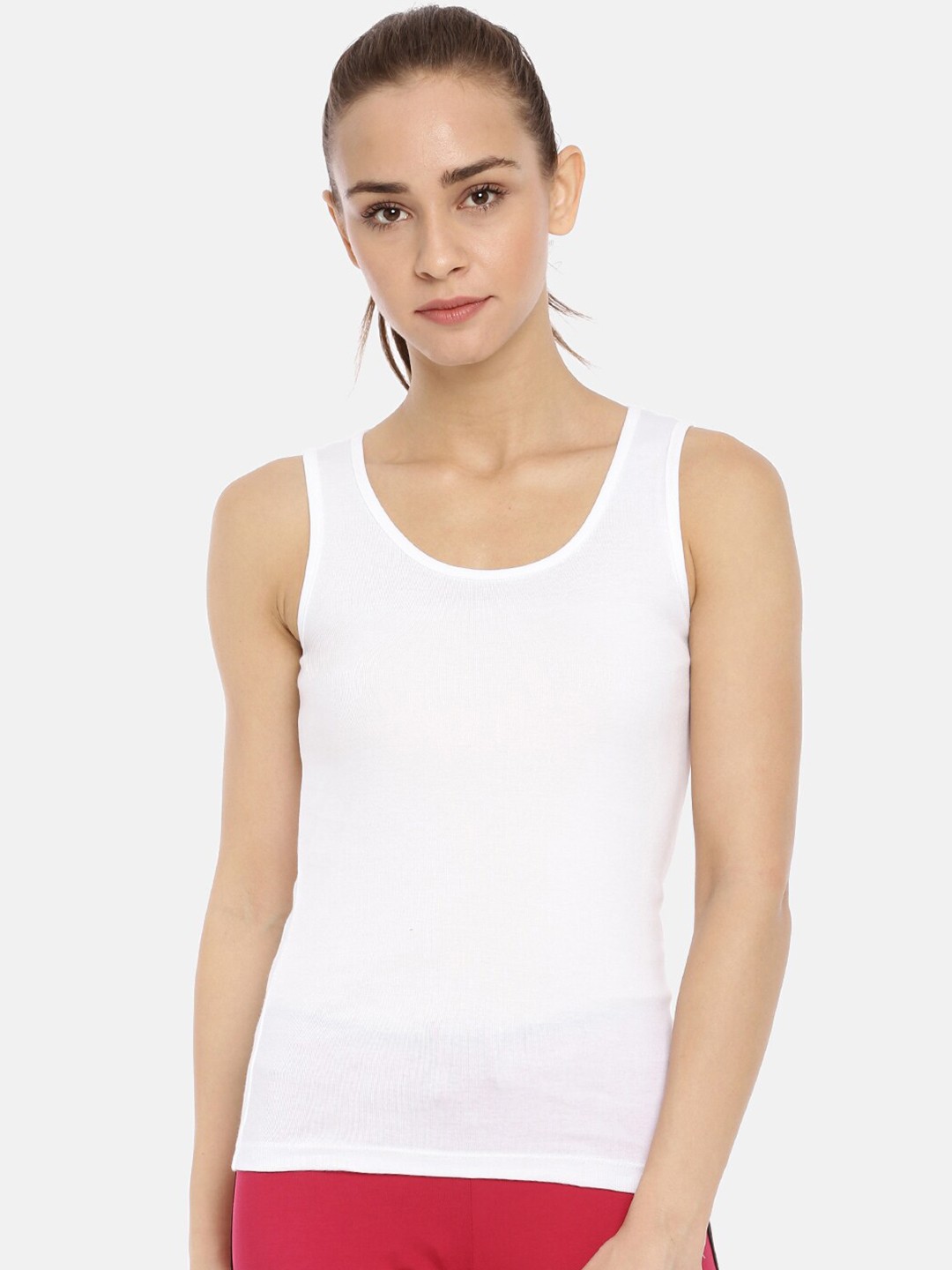 

Macrowoman W-Series Round Neck Sleeveless Tank Top, White