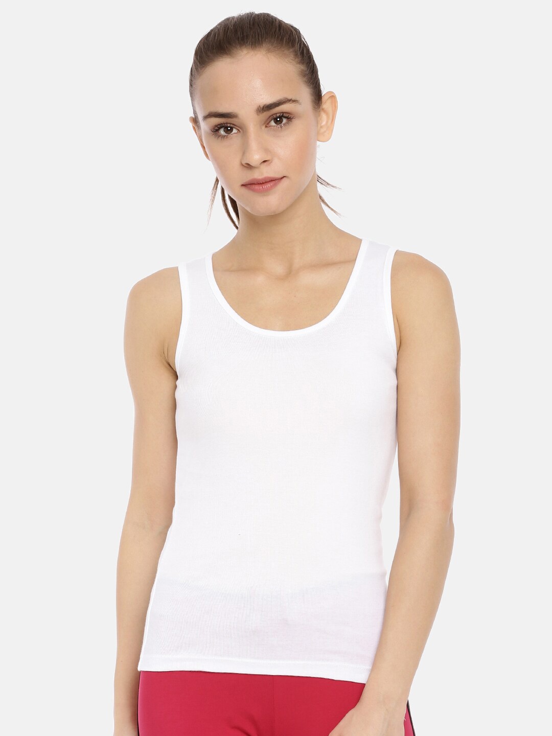 

Macrowoman W-Series Round Neck Cotton Tank Top, White