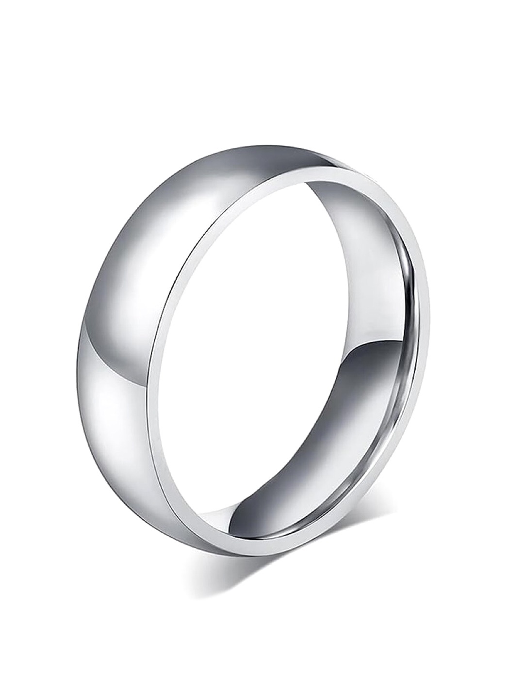 

EL REGALO Silver-Plated High Polished Stainless Steel Finger Ring