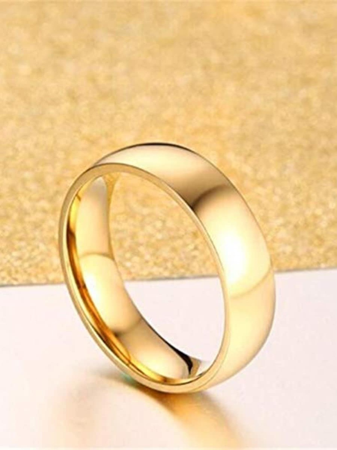 

EL REGALO Unisex High Polished Stainless Steel Band Ring, Gold