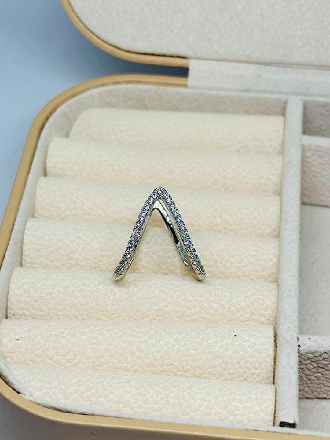 

EL REGALO Stainless Steel Artificial Stone Finger Ring, Silver