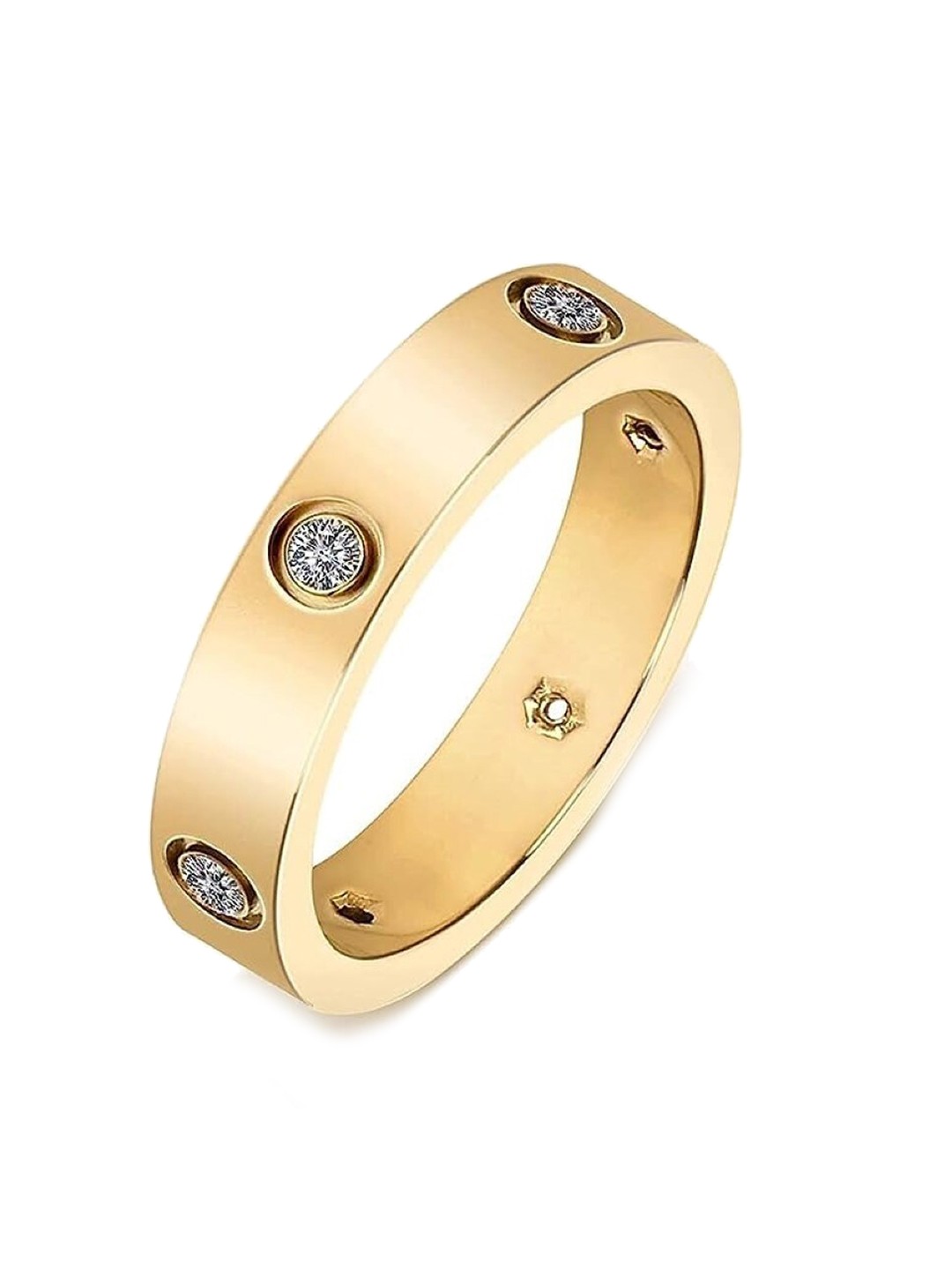 

EL REGALO Women Stone-studded Stainless Steel Finger Ring, Gold