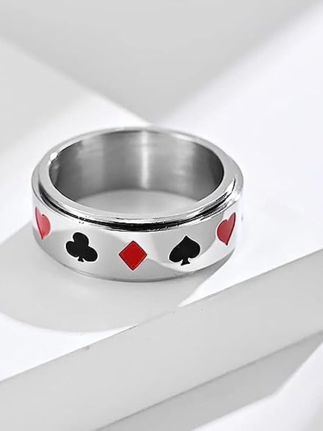 

EL REGALO High Polished Stainless Steel Rotatable Finger Ring, Silver