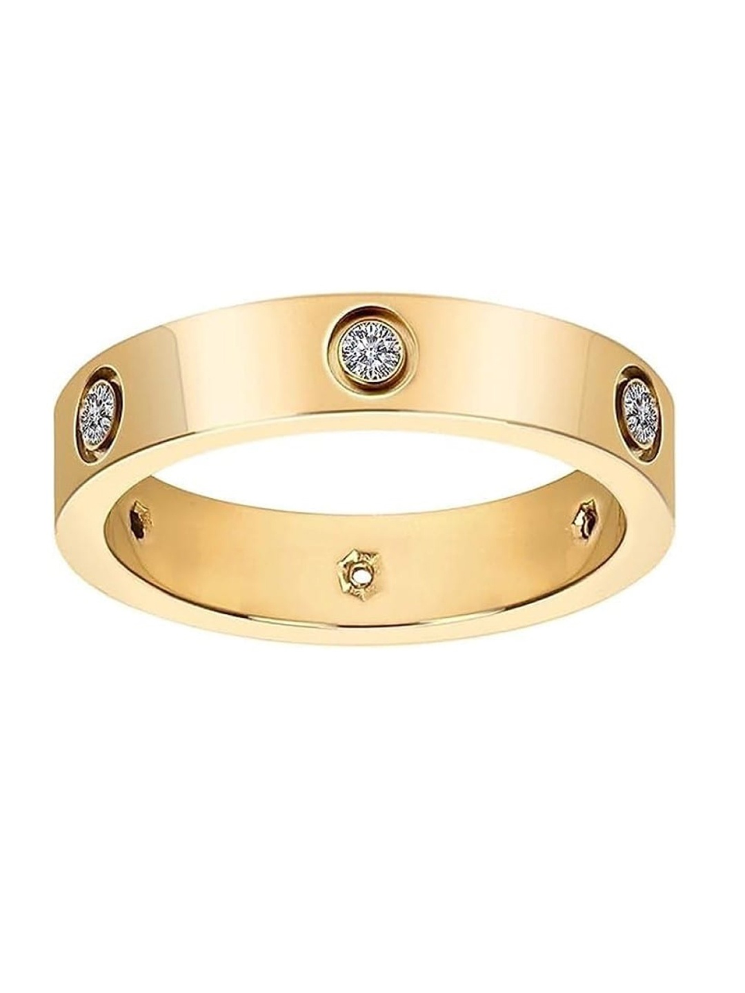 

EL REGALO Stainless Steel Artificial Stone Finger Ring, Gold