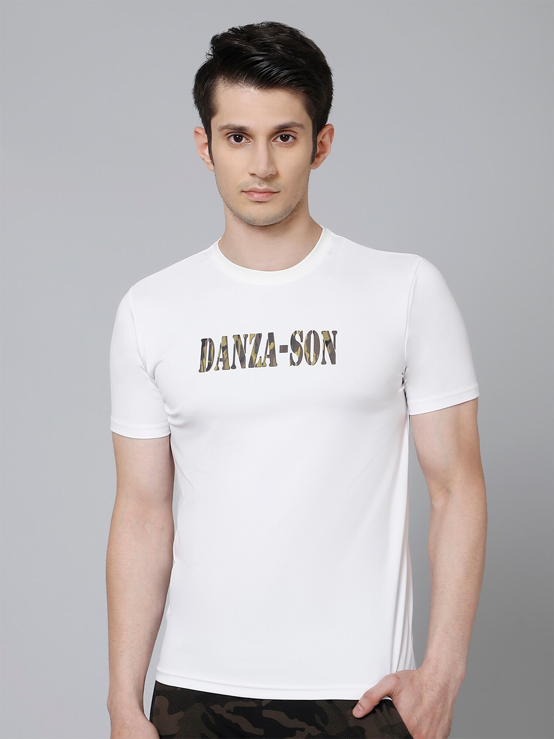 

DANZA-SON Typography Printed Round Neck T-shirt, White