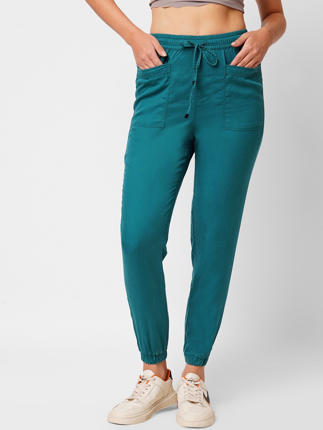 

Kraus Jeans Women Loose Fit High-Rise Denim Joggers, Teal