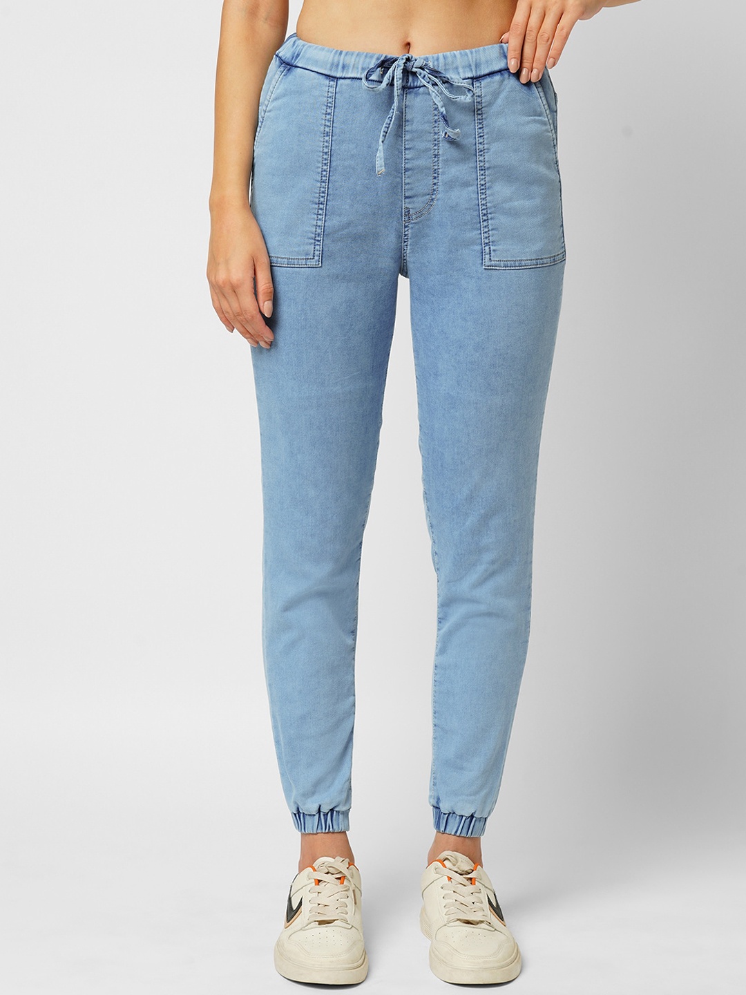 

Kraus Jeans Women Heavy Fade Mid-Rise Stretchable Jogger Jeans, Blue
