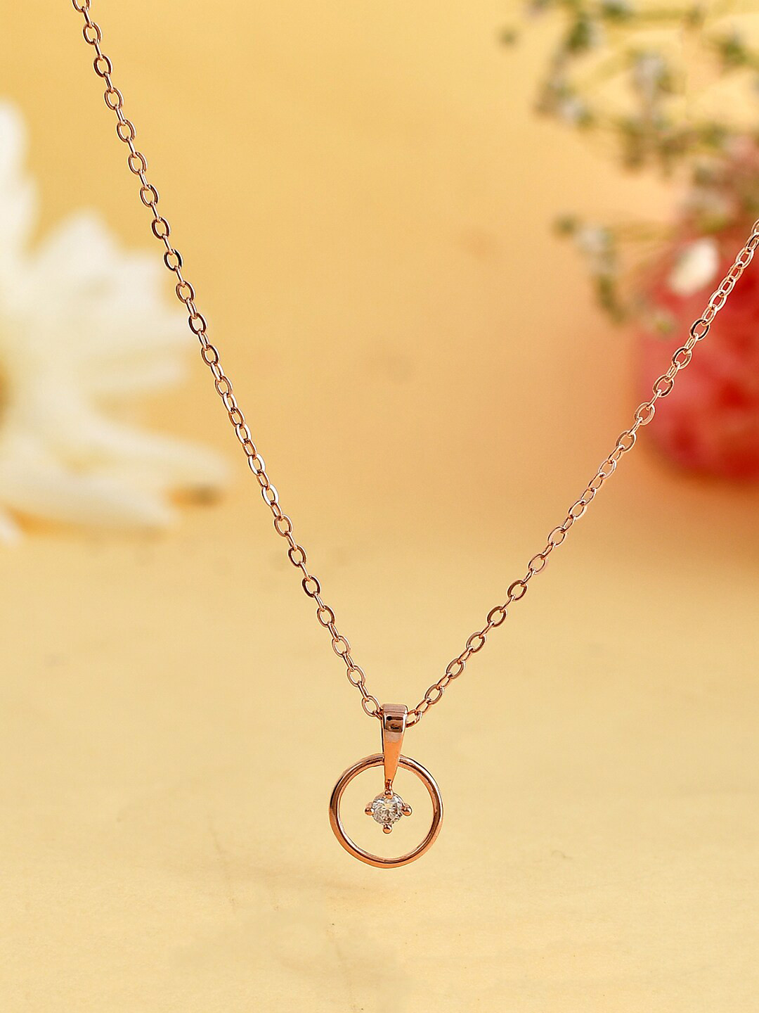 

Voylla Rose Gold-Plated CZ-Studded Pendant