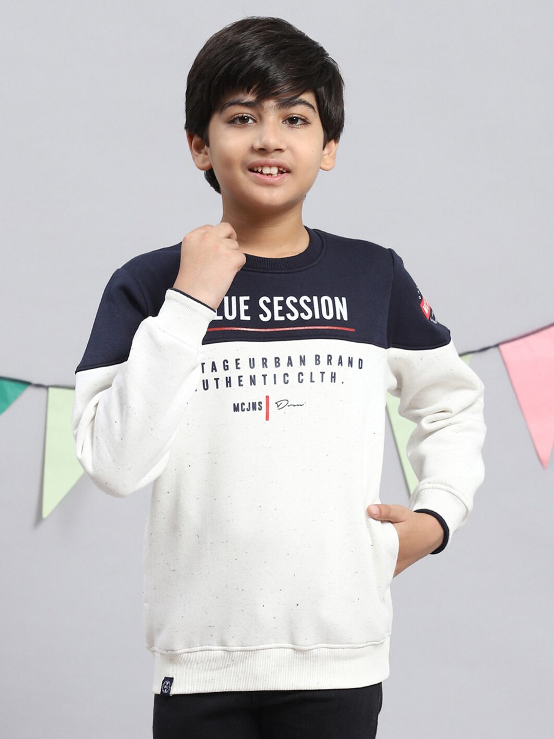 

Monte Carlo Boys Typography Printed Pullover Sweatshirt, Off white