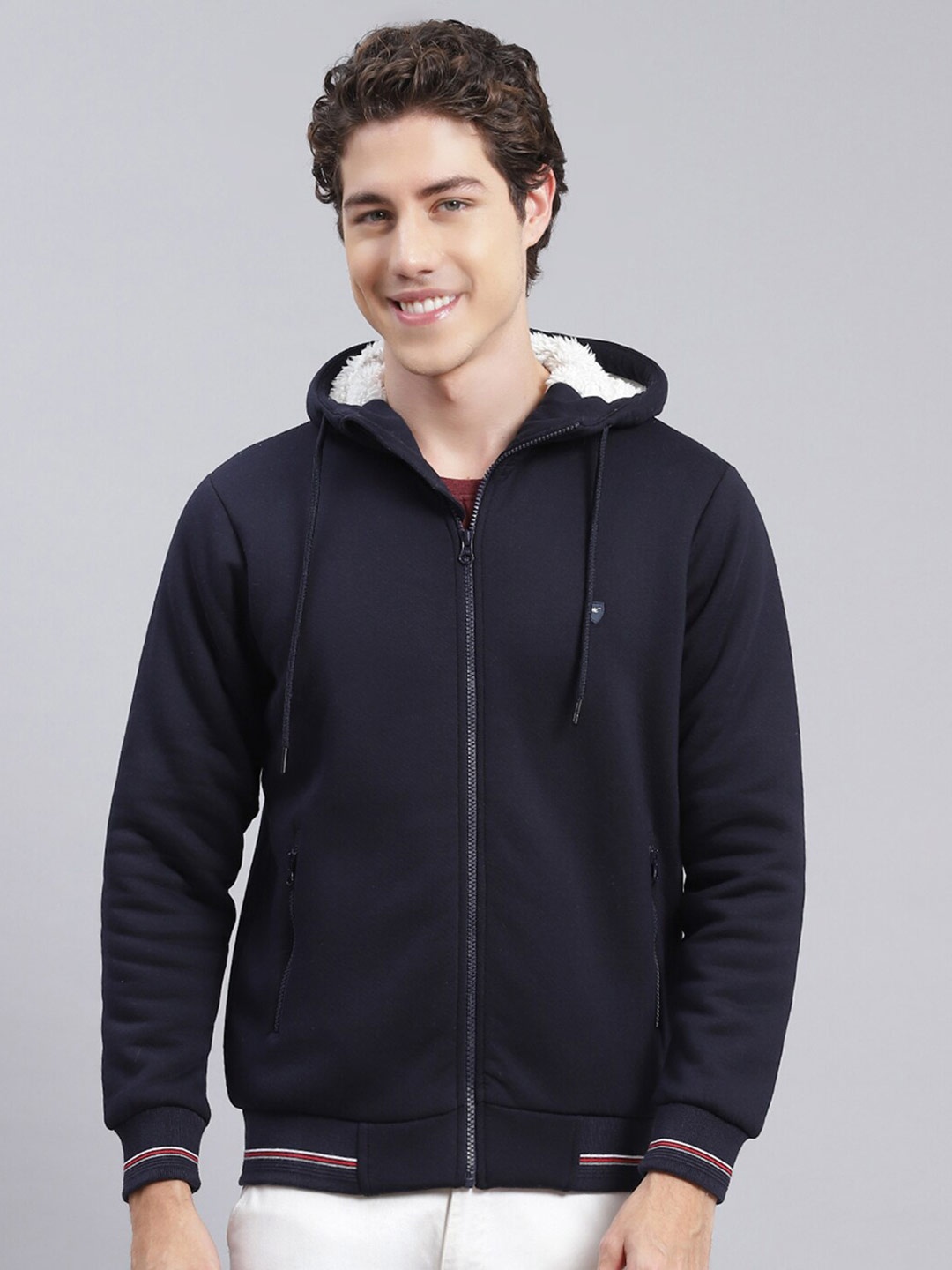 

Monte Carlo Cotton Hooded Front-Open Sweatshirt, Navy blue
