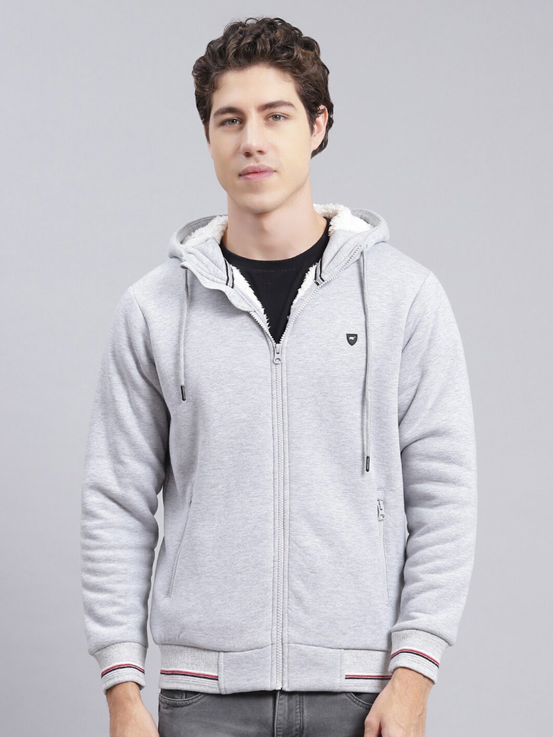 

Monte Carlo Hooded Front-Open Sweatshirt, Grey