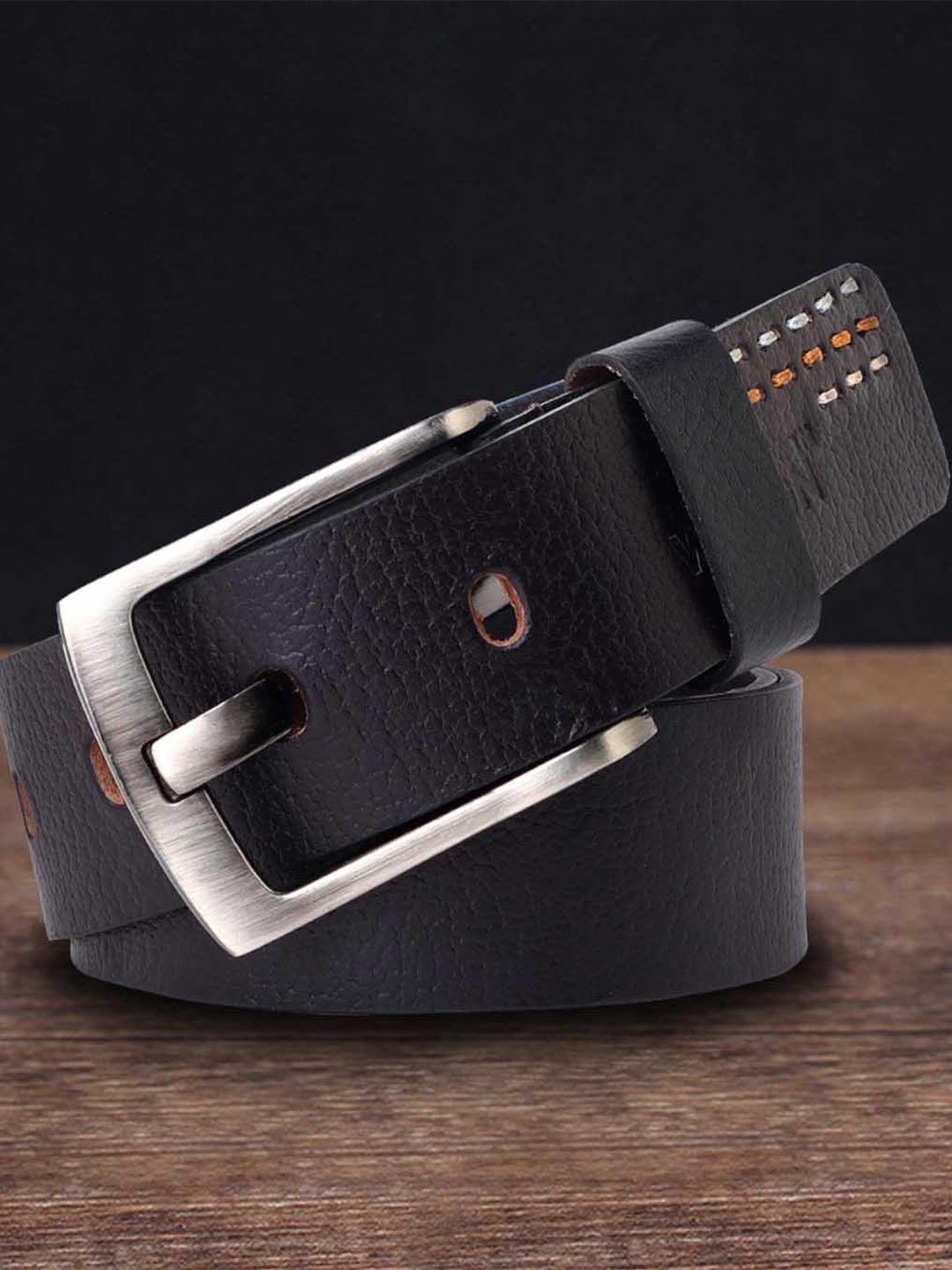 

WROGN Textured Leather Belt, Black