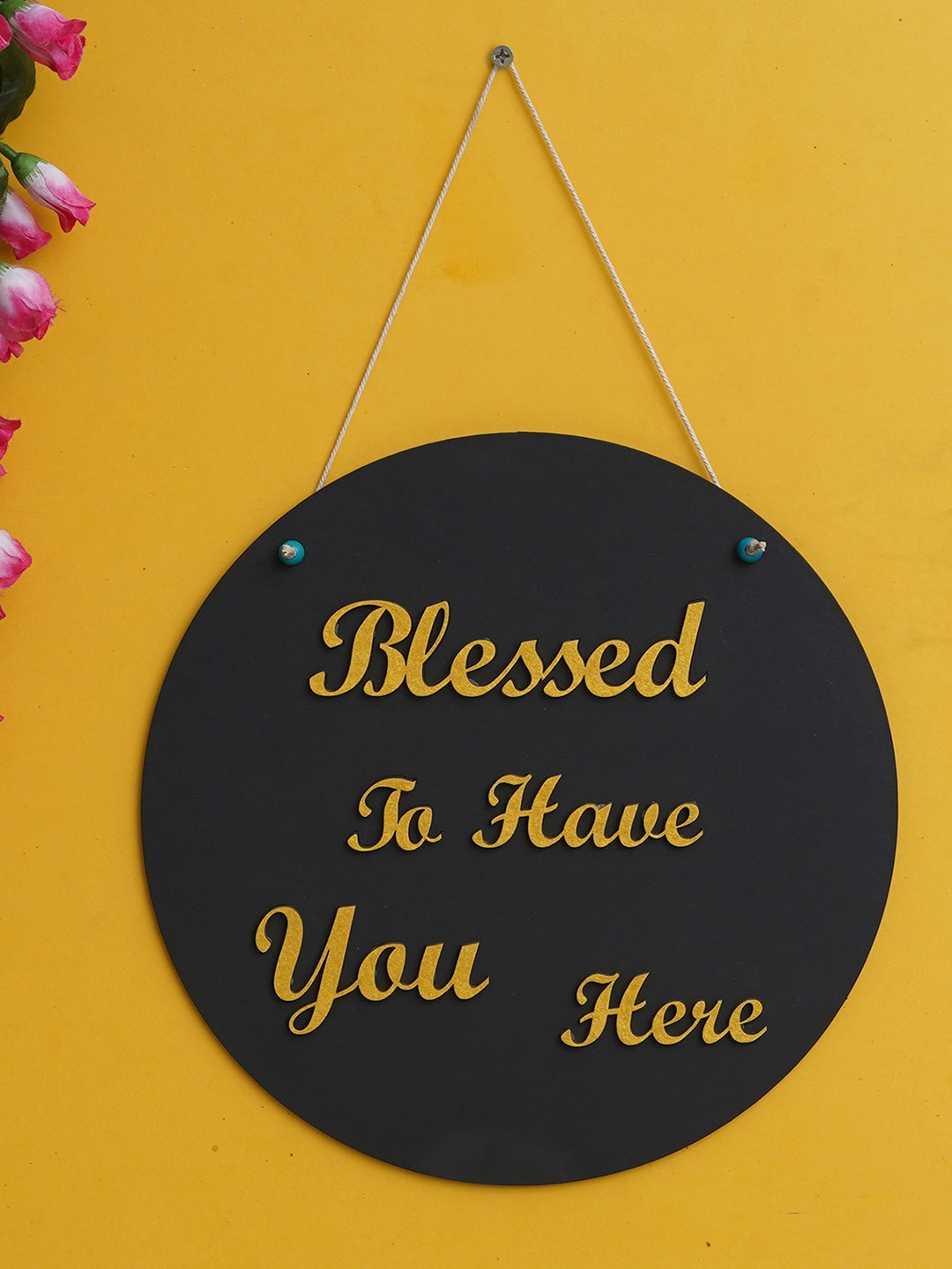 

eCraftIndia Black & Yellow Textured Wooden Wall Hanging