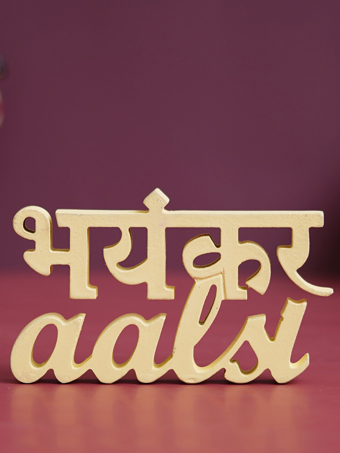 

eCraftIndia Yellow Wooden Bhayankar Aalsi Decorative Wall Hanging Showpiece