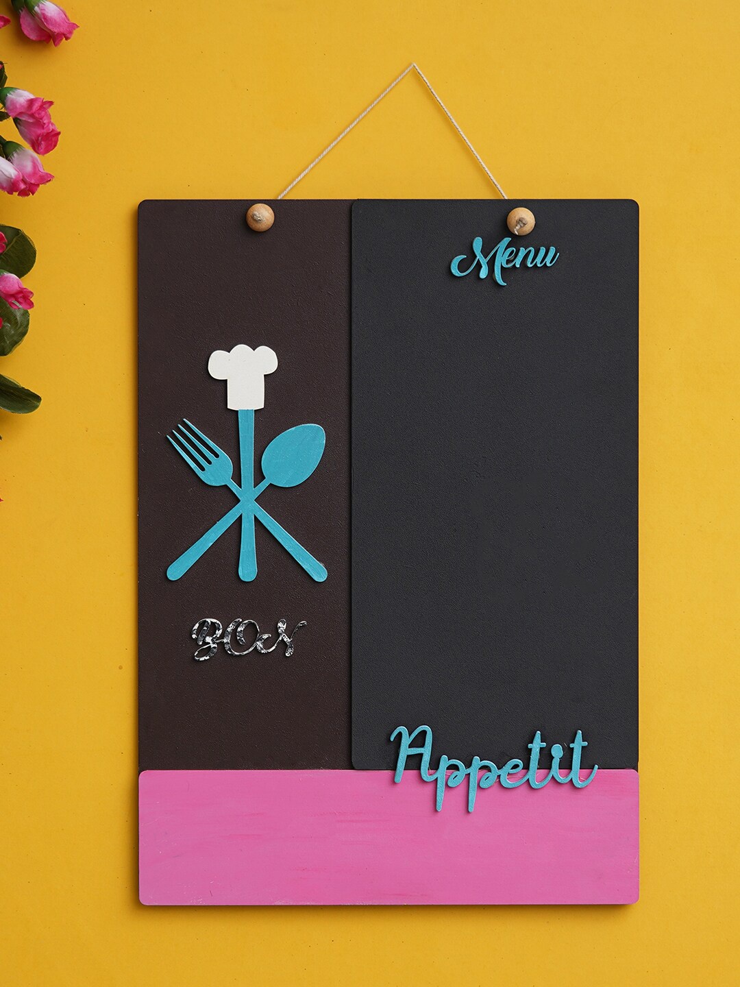 

eCraftIndia Black & Pink Textured Wooden Wall Hanging