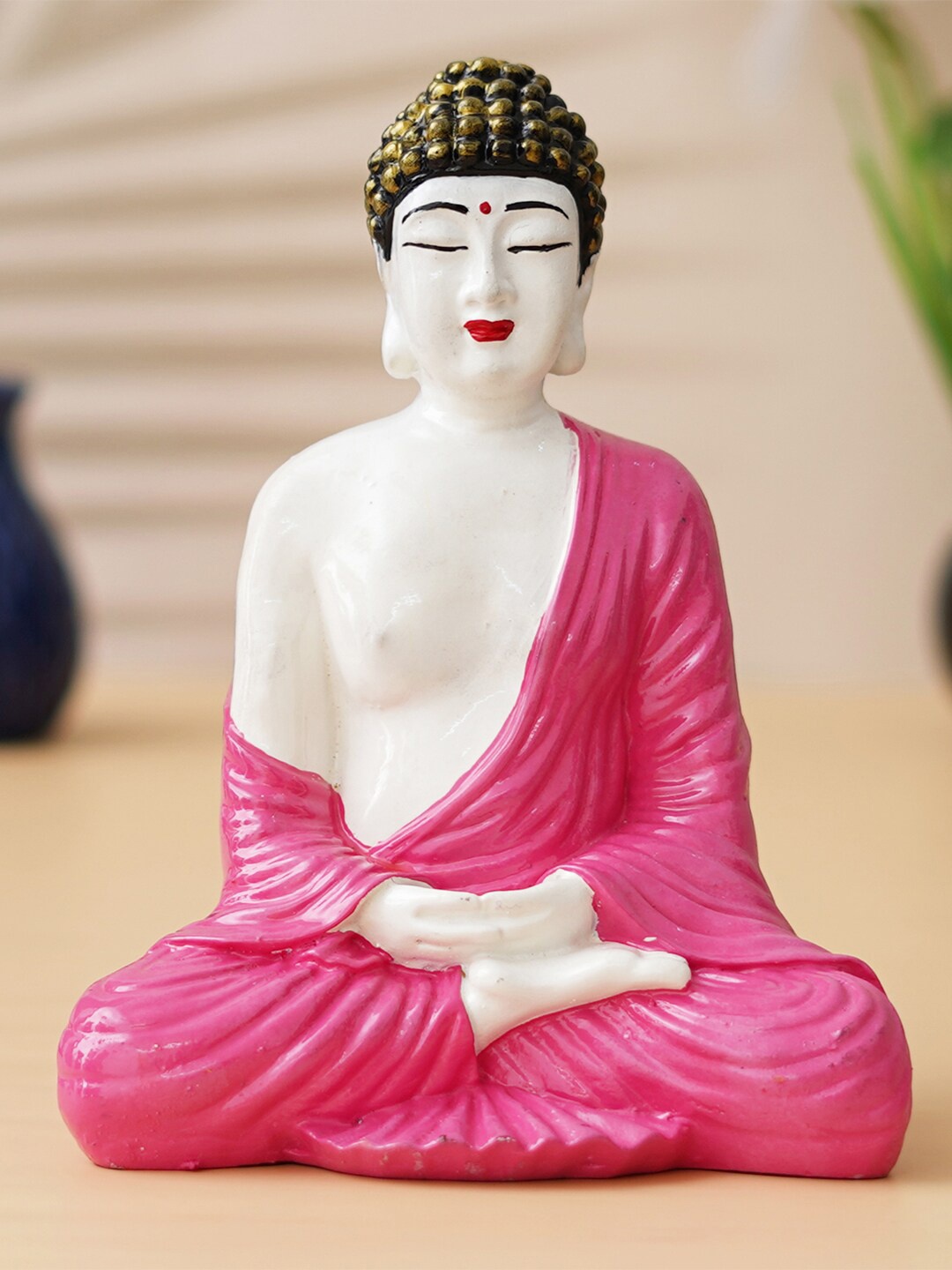 

eCraftIndia Pink & White Meditating Buddha Showpiece