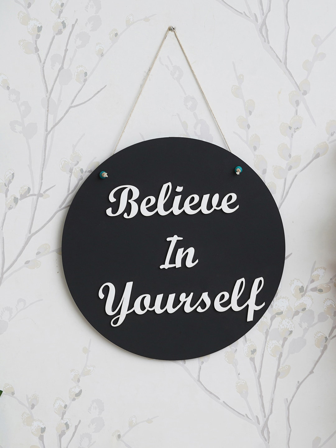 

eCraftIndia Black & White Textured Wooden Wall Hanging