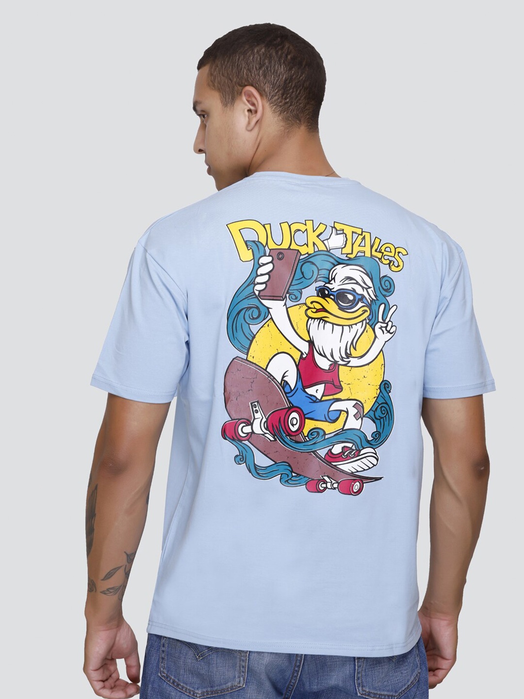 

Concede Graphic Printed Pure Cotton Oversized T-shirt, Turquoise blue