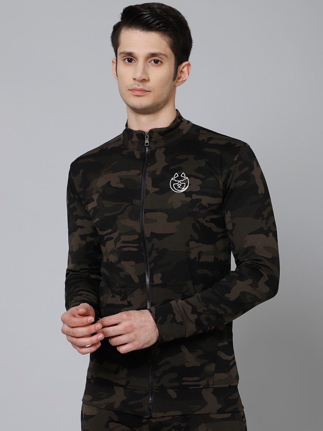

DANZA-SON Camouflage Printed Bomber Jacket, Green