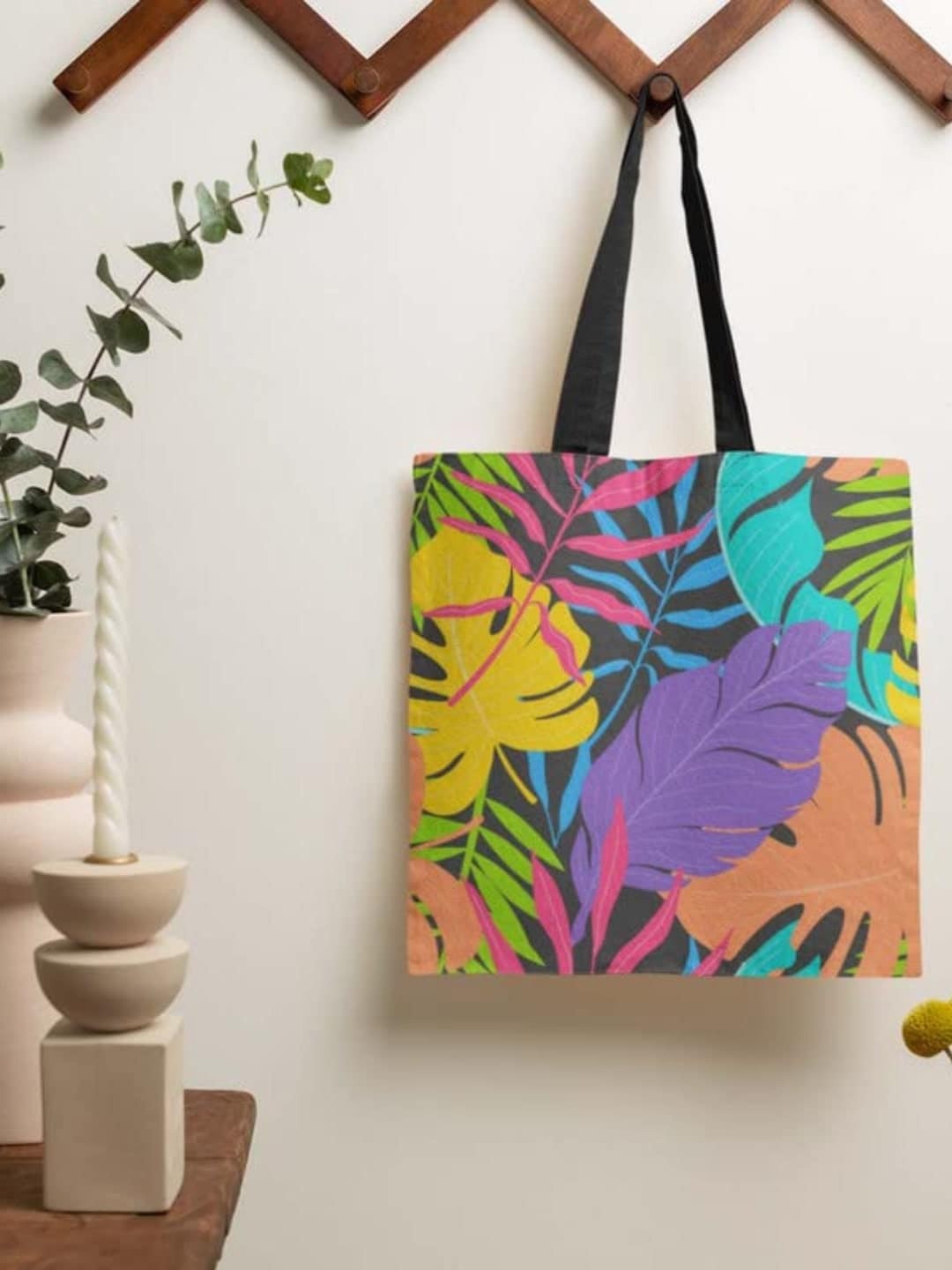 

THEYAYACAFE Graphic Printed Oversized Shopper Tote Bag, Purple