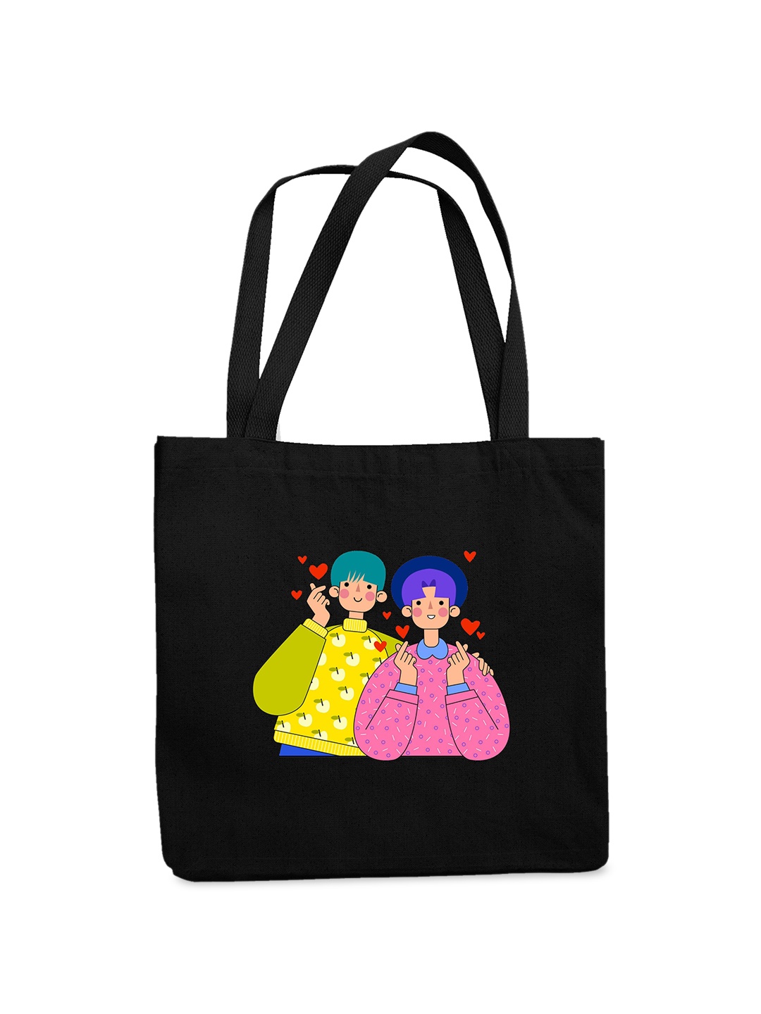 

THEYAYACAFE Graphic Printed Shopper Tote Bag, Black