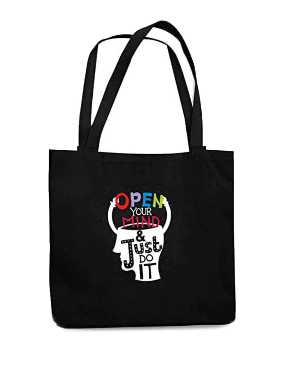 

THEYAYACAFE Graphic Printed Shopper Tote Bag, Black