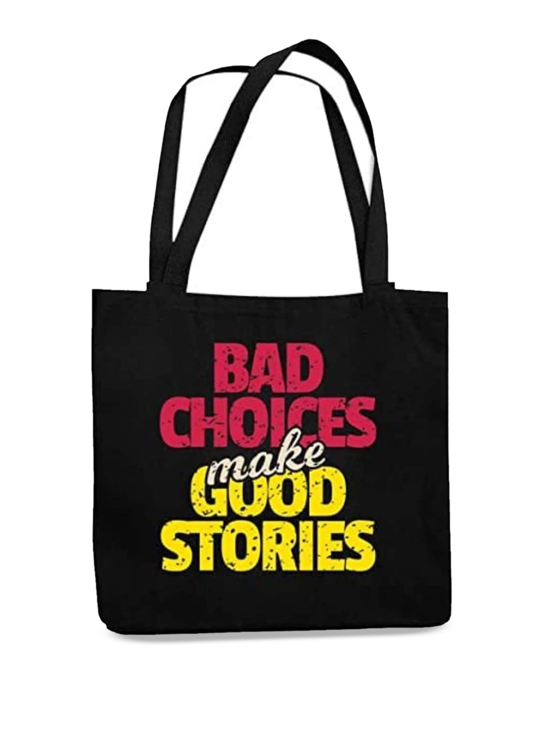 

THEYAYACAFE Typography Printed Structured Tote Bag, Black