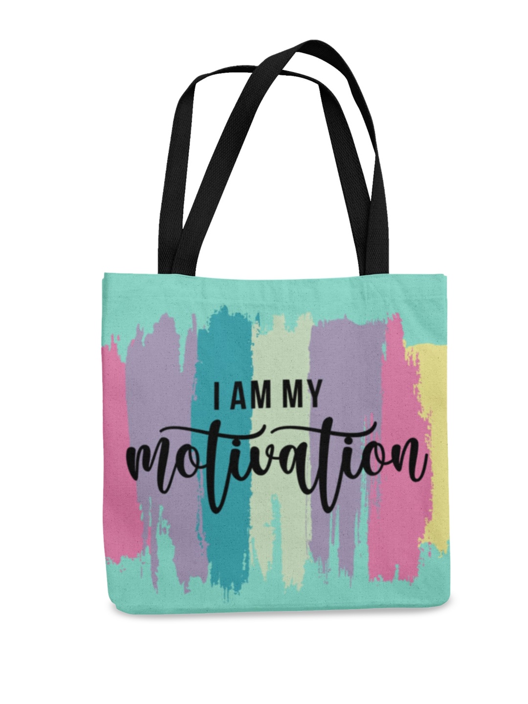 THEYAYACAFE Typography Printed Structured Tote Bag, Sea green