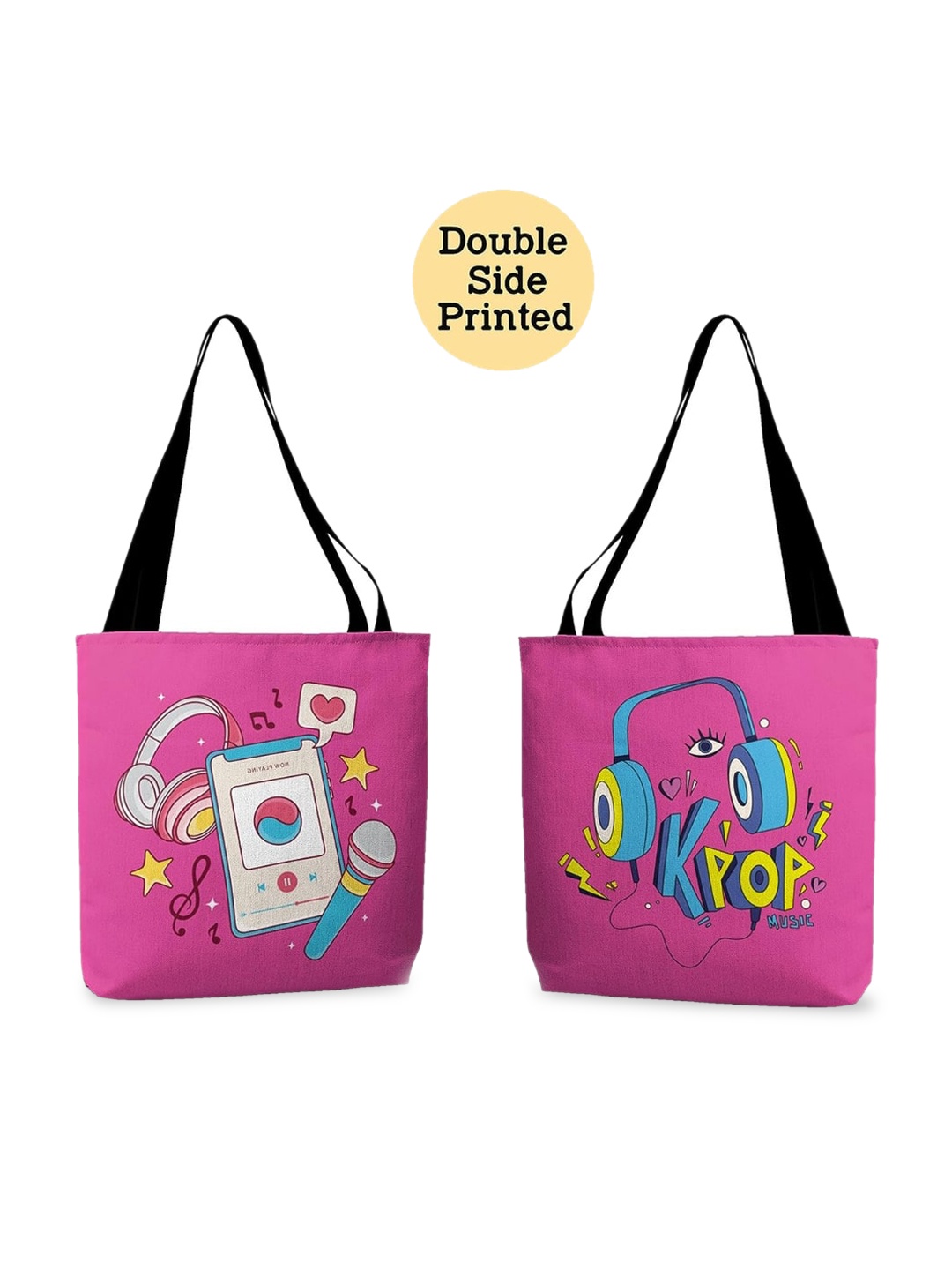 THEYAYACAFE Graphic Printed Shopper Tote Bag, Pink