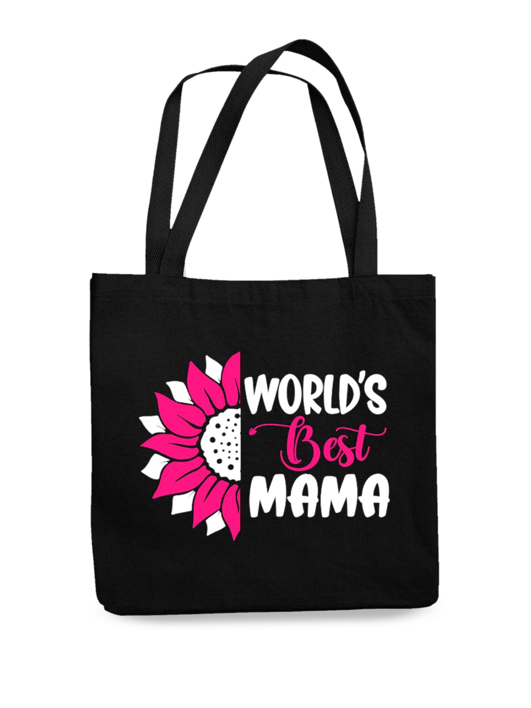 THEYAYACAFE Typography Printed Shopper Tote Bag, Black