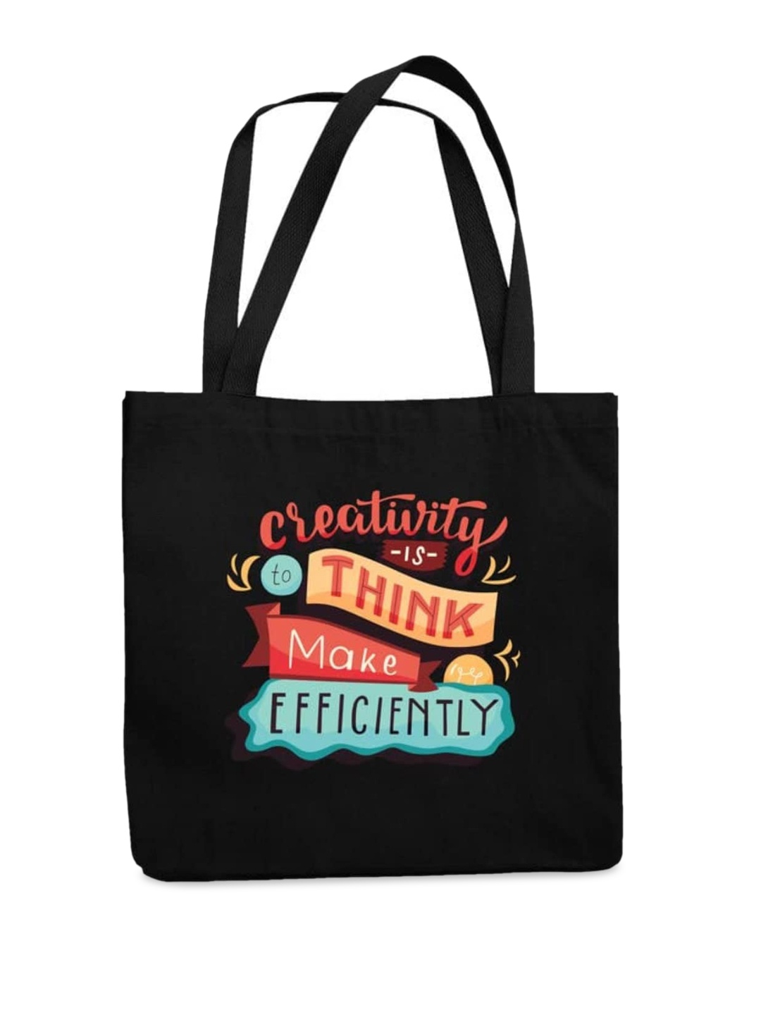 THEYAYACAFE Typography Printed 16 Inch Laptop Shopper Tote Bag, Black