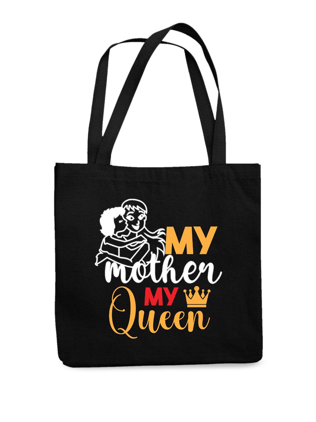 

THEYAYACAFE Graphic Printed Canvas Shopper Tote Bag, Black