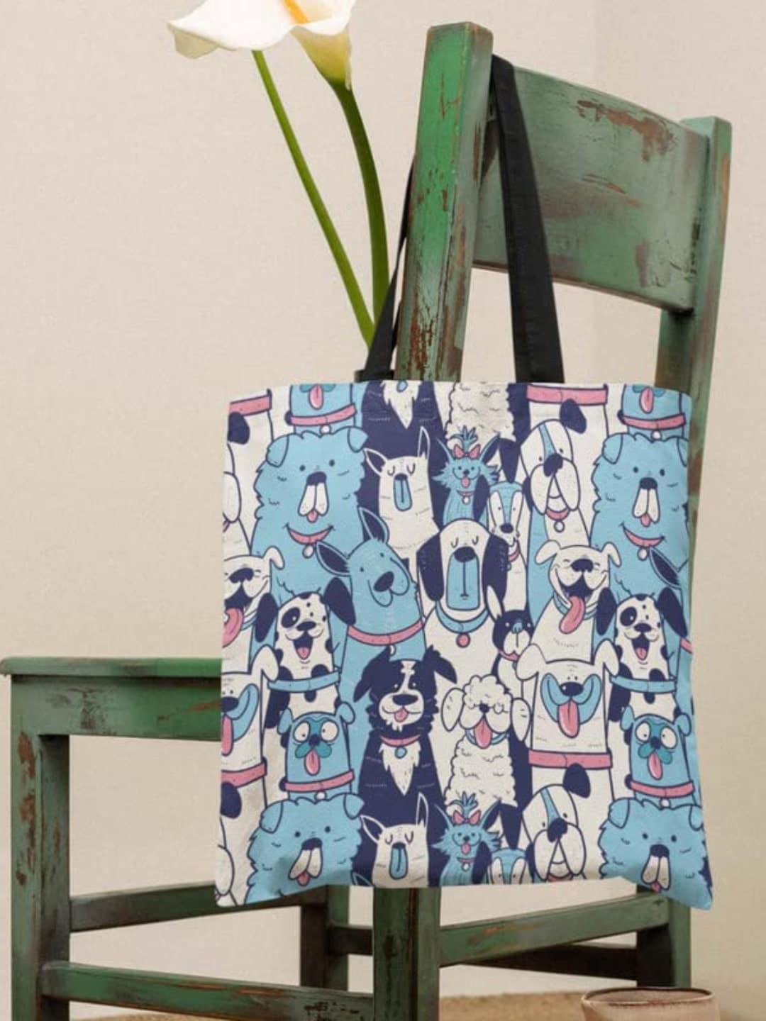 

THEYAYACAFE Graphic Printed Shopper Tote Bag, Blue