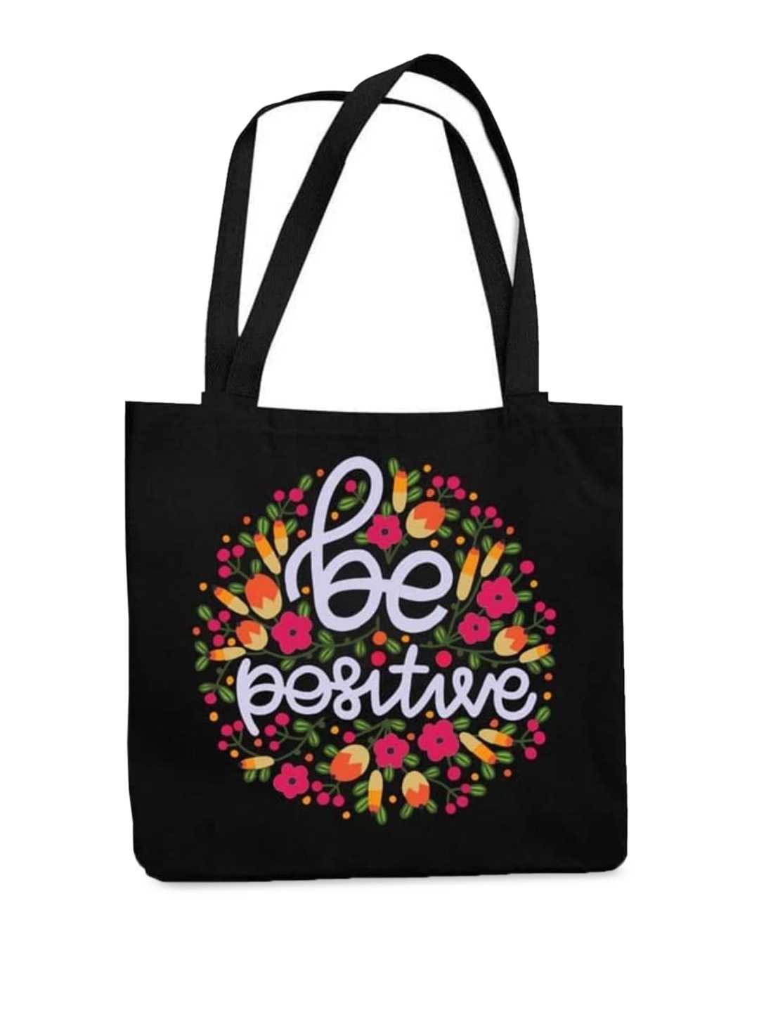 

THEYAYACAFE Floral Printed Oversized Shopper Tote Bag, Black